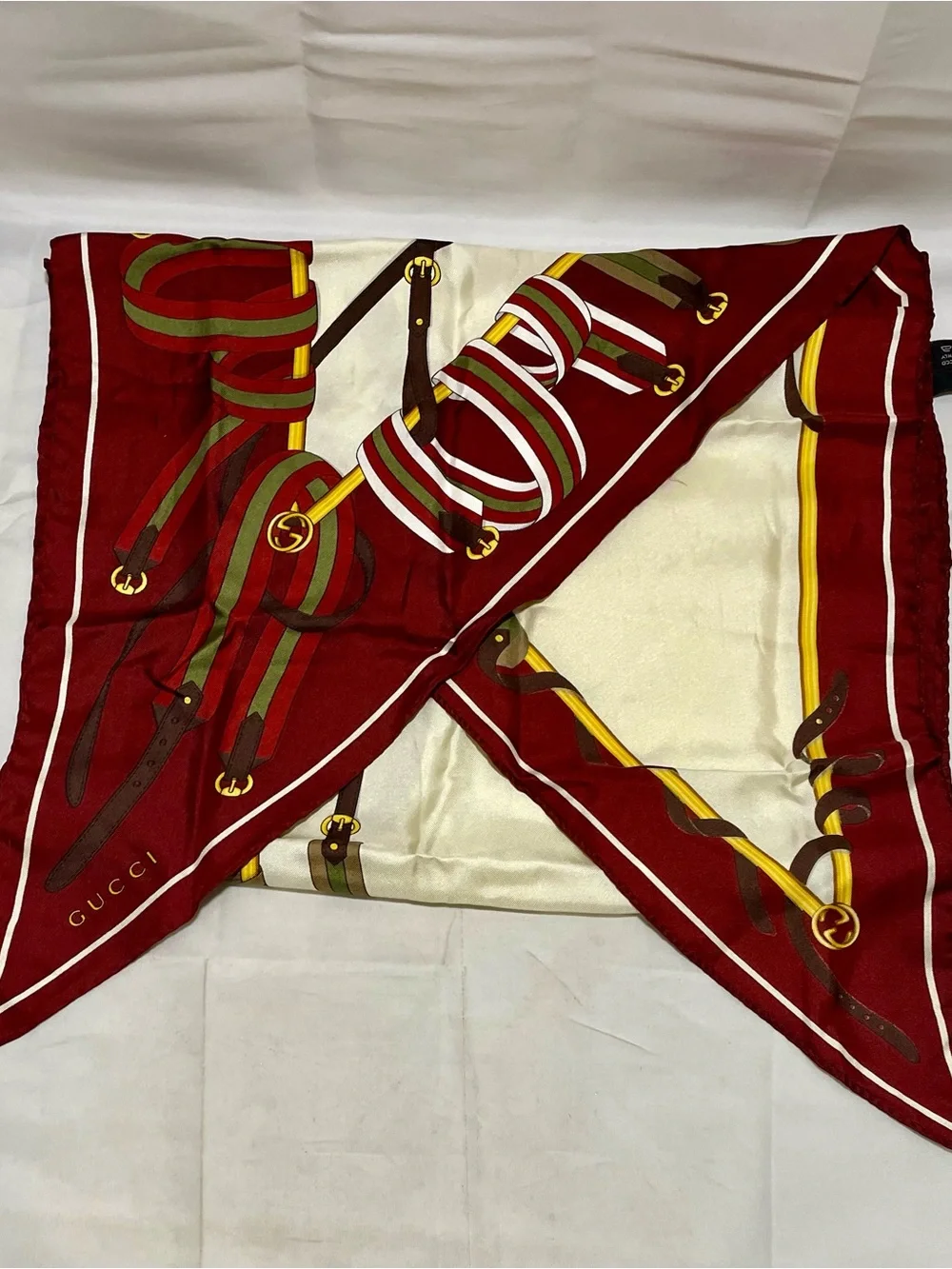 Gucci Belt & Horsebit Print Silk Scarf ✨ VINTAGE✨